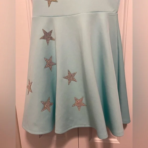 Hannah Banana Blinged Light Blue Dress with Silver Stars - Picture 3 of 5